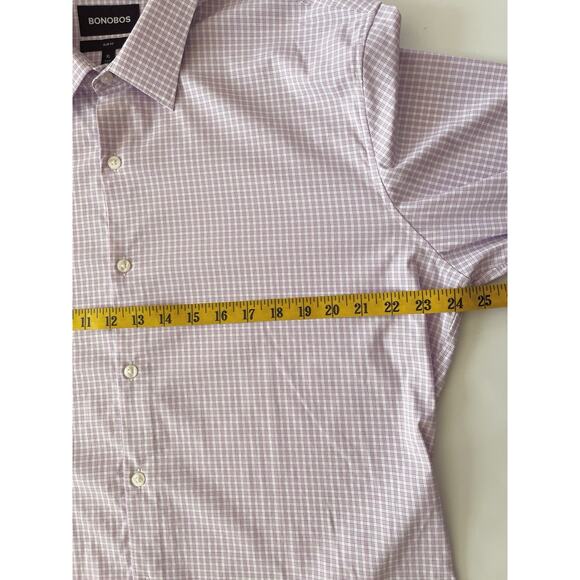 Bonobos Slim Fit Stretch Shirt Men XL Purple Check Lightweight Business Casual - Picture 5 of 9